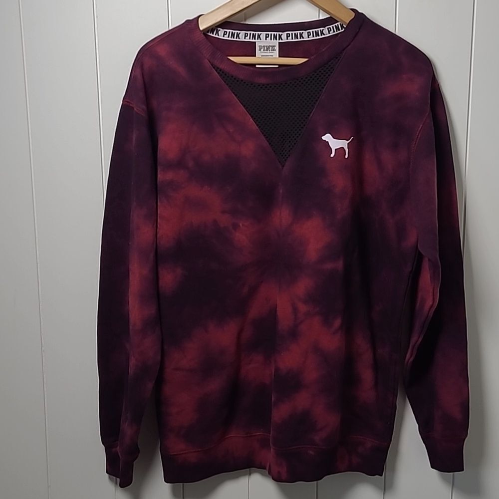 PINK Victoria's Secret Sweatshirt Small Y2k Oversized Crewneck Purple Burgundy